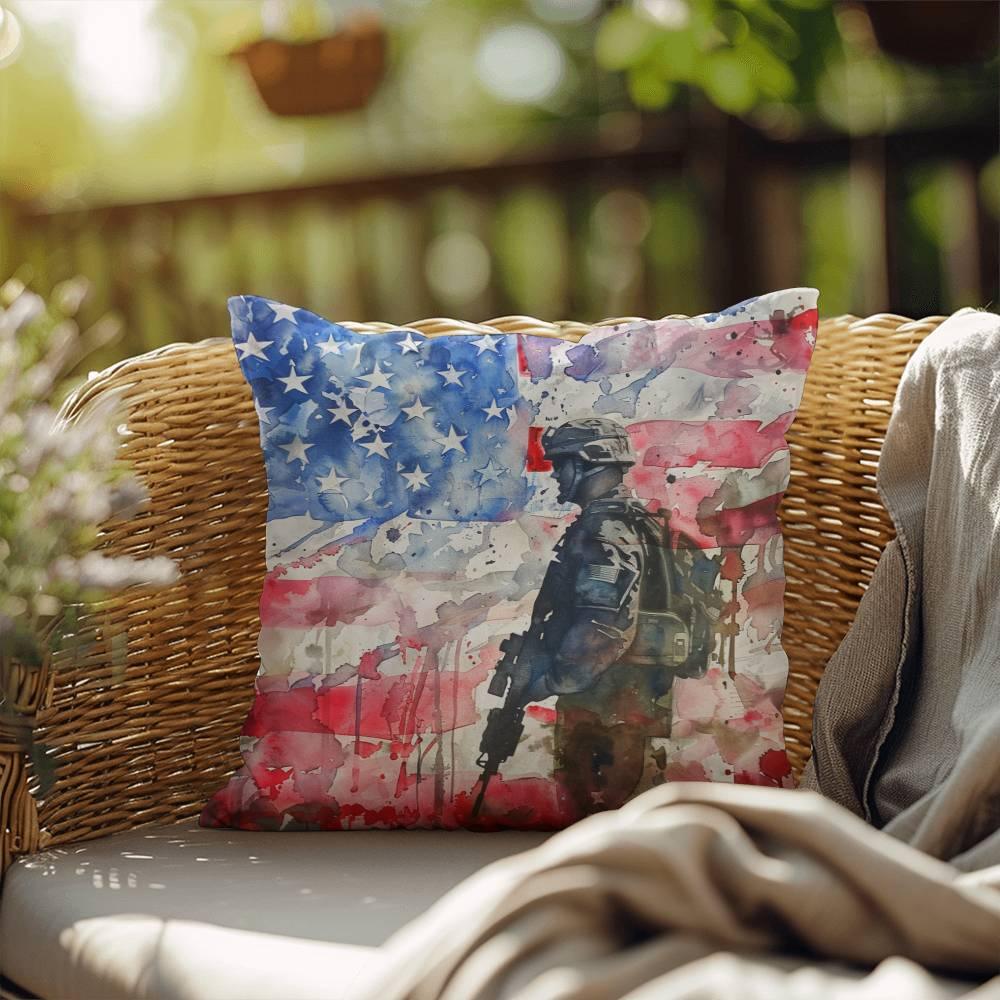 American Soldier Patriotic Indoor-Outdoor-Pillow Home Decor - Mallard Moon Gift Shop