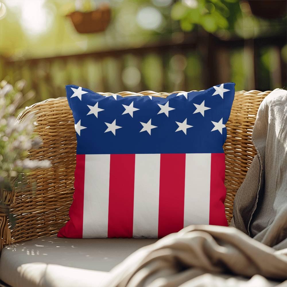 American Flag Patriotic Home Decor Indoor-Outdoor Polyester Printed Pillow - Mallard Moon Gift Shop