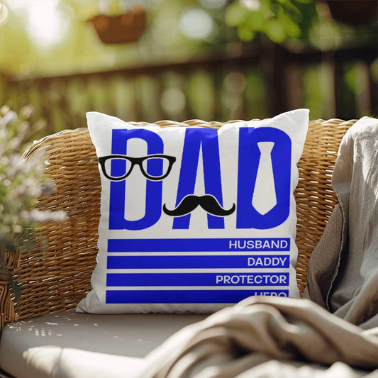 Dad Husband Daddy Protector Hero Comfy Indoor-Outdoor Pillow - Mallard Moon Gift Shop