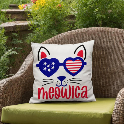 Mewoica Cat Patriotic Indoor-Outdoor Pillow - Mallard Moon Gift Shop
