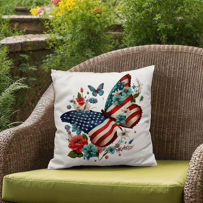 Butterfly Bouquet Patriotic Indoor-Outdoor Pillow - Mallard Moon Gift Shop