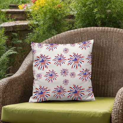 Star Red White and Blue Fireworks 4th of July Patriotic Indoor-Outdoor Pillow - Mallard Moon Gift Shop