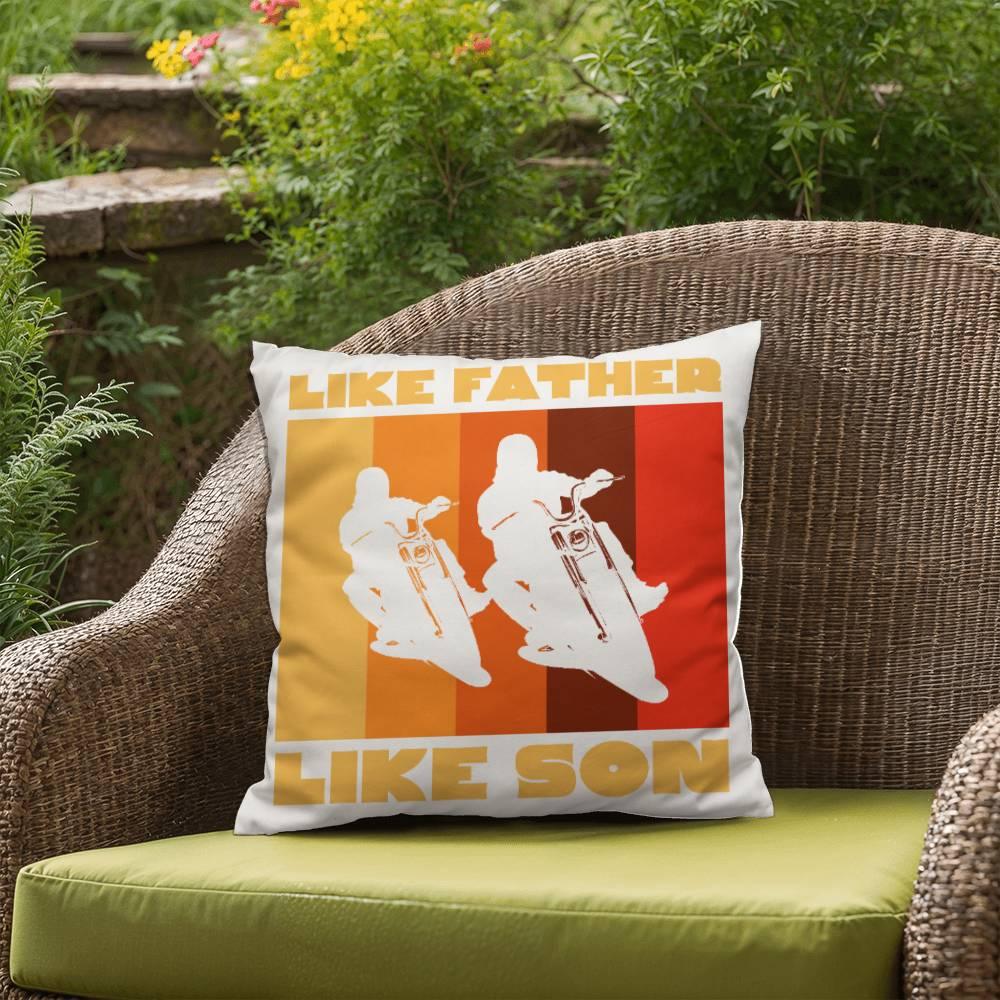 Like Father Like Son Motorcycle Buddies Comfy Indoor-Outdoor Pillow - Mallard Moon Gift Shop