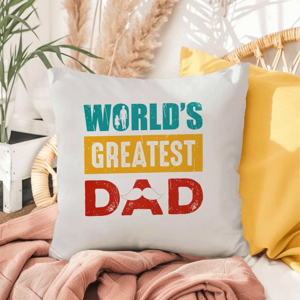 Gift for Dad World's Greatest Dad Indoor Outdoor Pillow - Mallard Moon Gift Shop