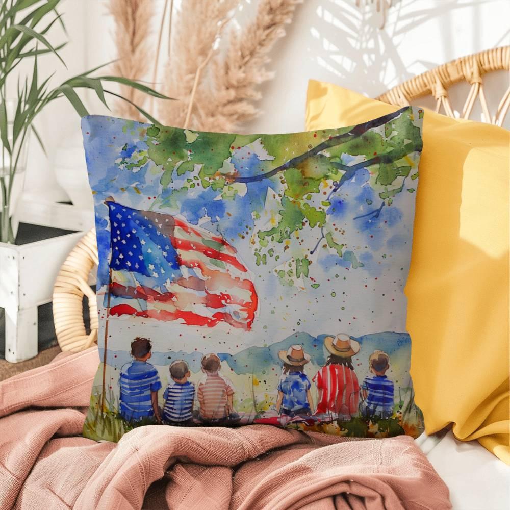 Patriotic Home Decor Waiting for Fireworks Fourth of July Indoor-Outdoor Pillow - Mallard Moon Gift Shop