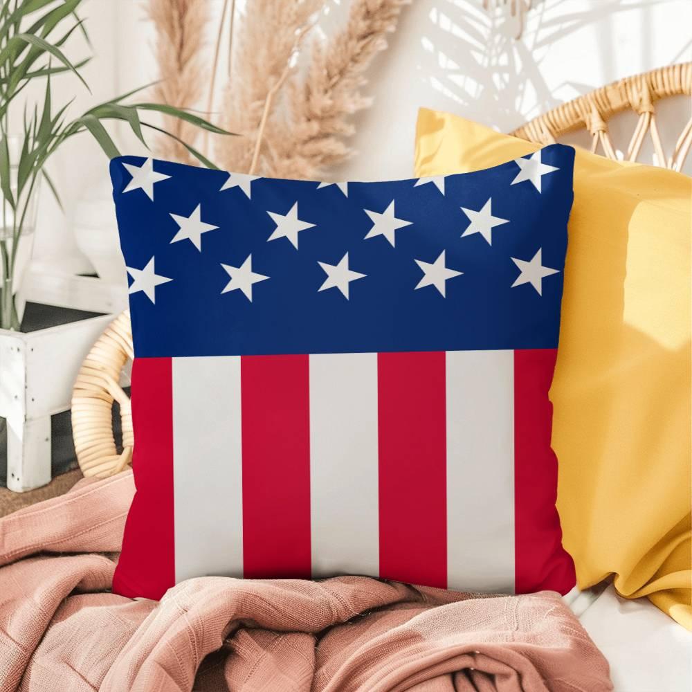 American Flag Patriotic Home Decor Indoor-Outdoor Polyester Printed Pillow - Mallard Moon Gift Shop