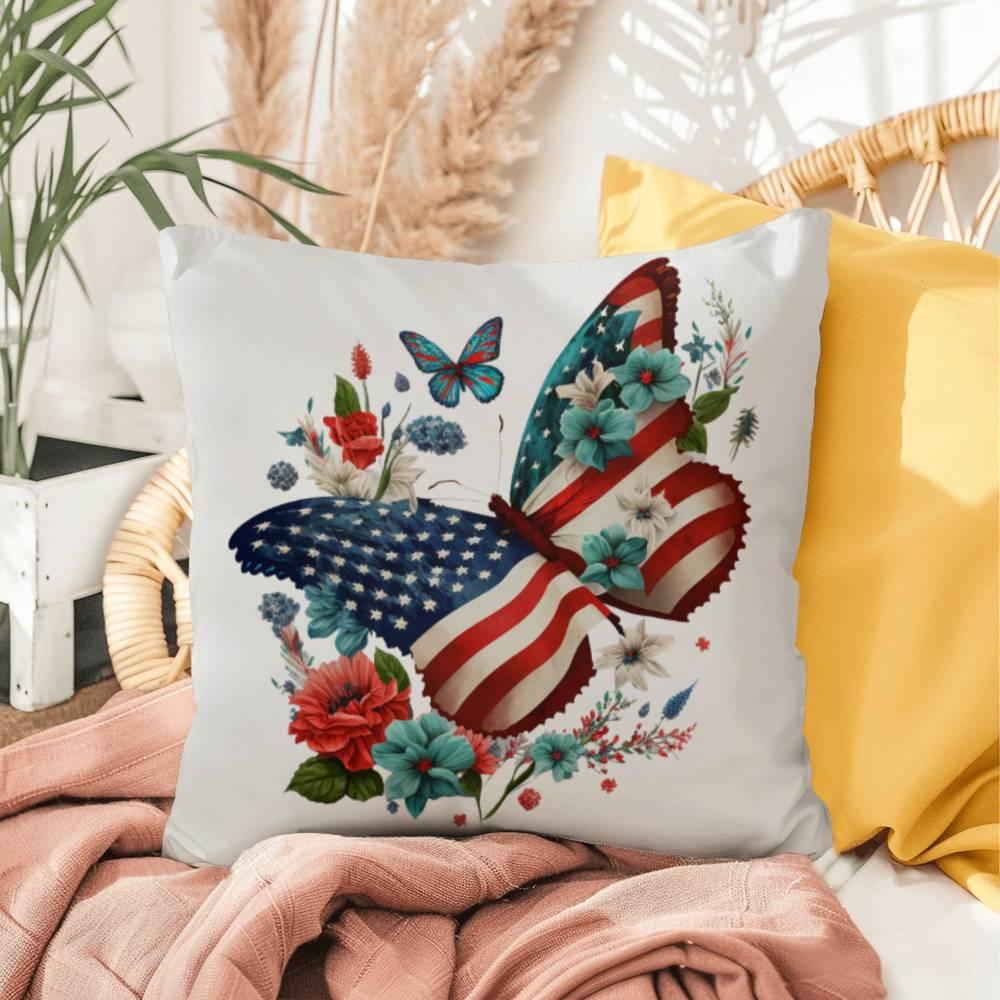 Butterfly Bouquet Patriotic Indoor-Outdoor Pillow - Mallard Moon Gift Shop