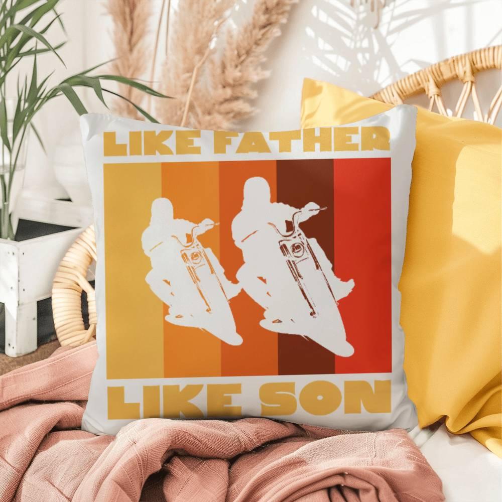 Like Father Like Son Motorcycle Buddies Comfy Indoor-Outdoor Pillow - Mallard Moon Gift Shop