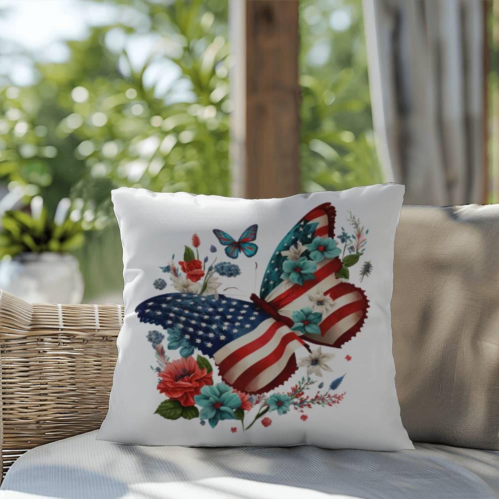 Butterfly Bouquet Patriotic Indoor-Outdoor Pillow - Mallard Moon Gift Shop
