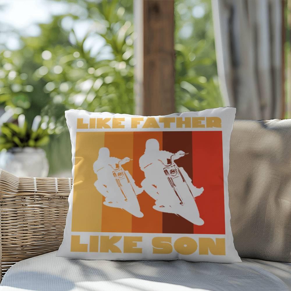 Like Father Like Son Motorcycle Buddies Comfy Indoor-Outdoor Pillow - Mallard Moon Gift Shop