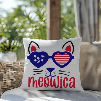 Mewoica Cat Patriotic Indoor-Outdoor Pillow - Mallard Moon Gift Shop