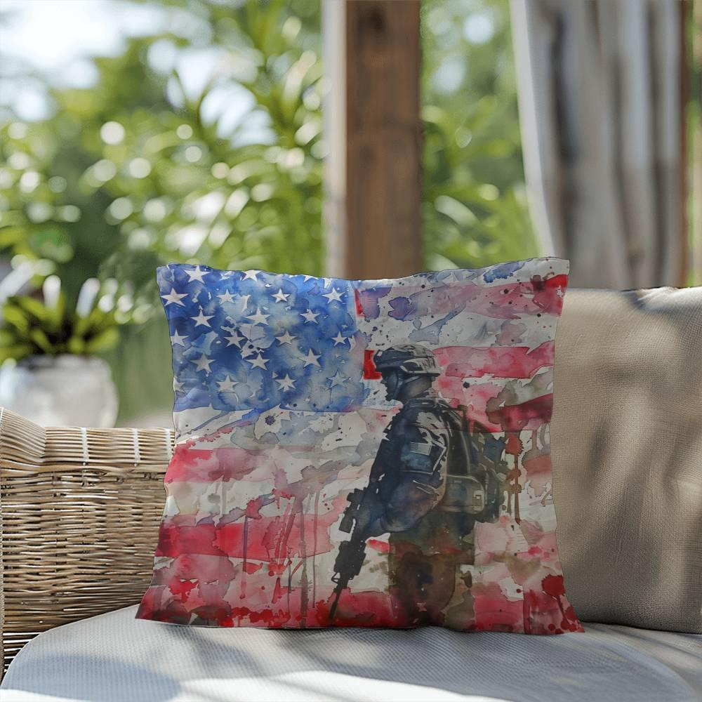 American Soldier Patriotic Indoor-Outdoor-Pillow Home Decor - Mallard Moon Gift Shop