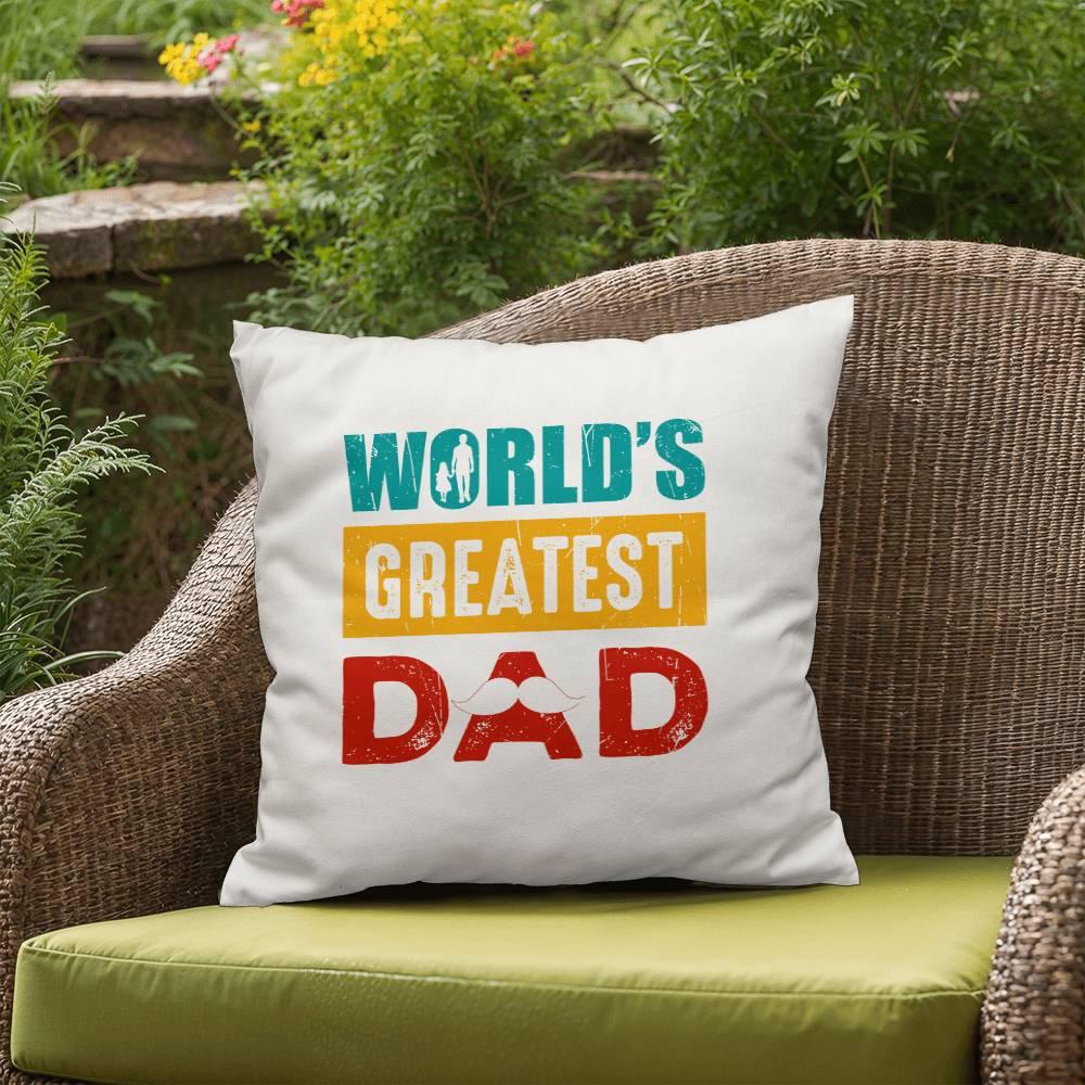 Gift for Dad World's Greatest Dad Indoor Outdoor Pillow - Mallard Moon Gift Shop