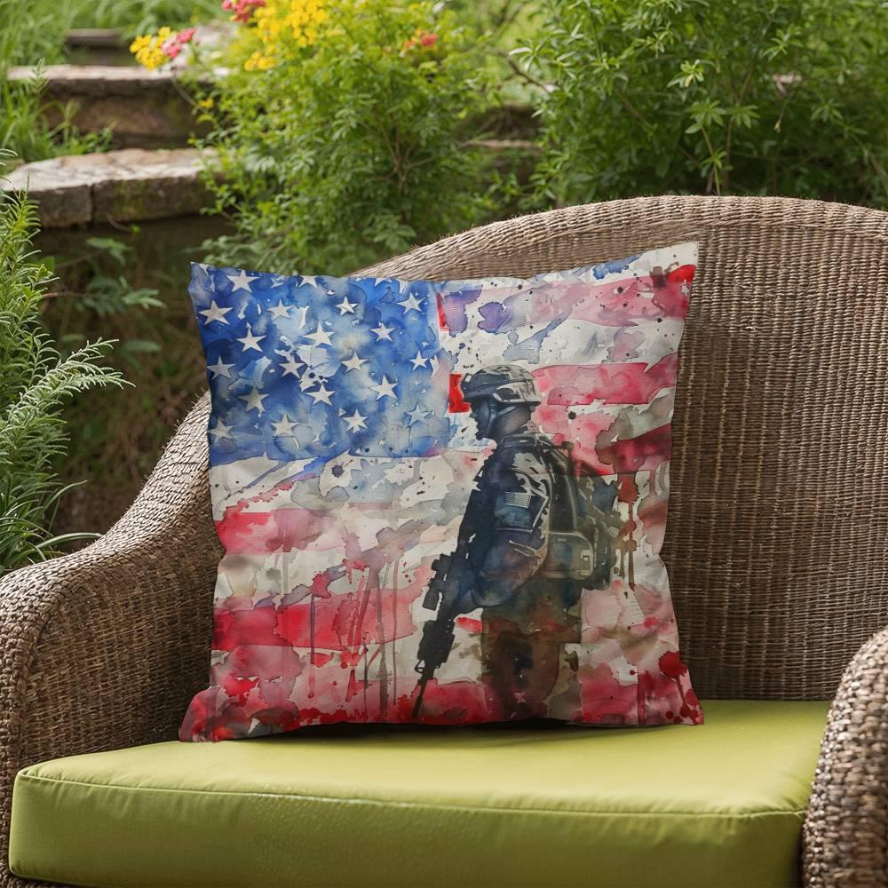 American Soldier Patriotic Indoor-Outdoor-Pillow Home Decor - Mallard Moon Gift Shop