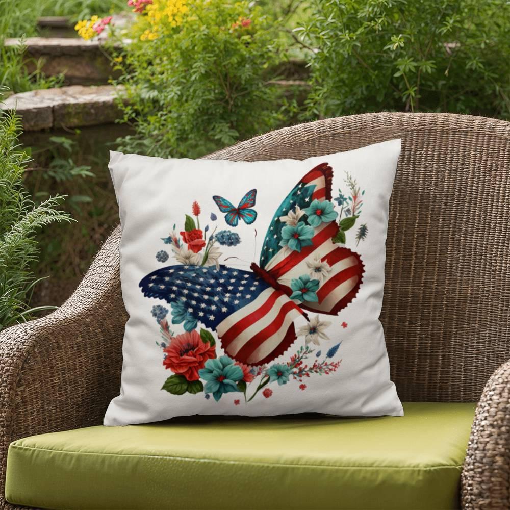 Butterfly Bouquet Patriotic Indoor-Outdoor Pillow - Mallard Moon Gift Shop