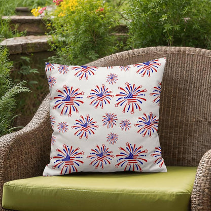 Star Red White and Blue Fireworks 4th of July Patriotic Indoor-Outdoor Pillow - Mallard Moon Gift Shop