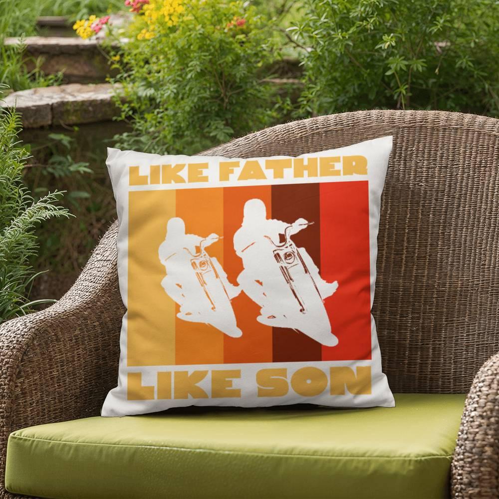 Like Father Like Son Motorcycle Buddies Comfy Indoor-Outdoor Pillow - Mallard Moon Gift Shop