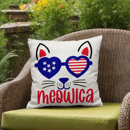 Mewoica Cat Patriotic Indoor-Outdoor Pillow - Mallard Moon Gift Shop