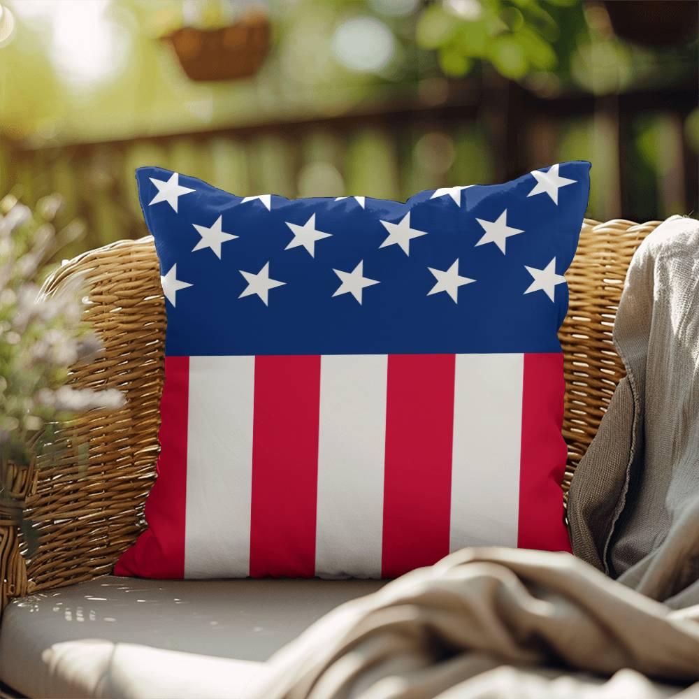 American Flag Patriotic Home Decor Indoor-Outdoor Polyester Printed Pillow - Mallard Moon Gift Shop