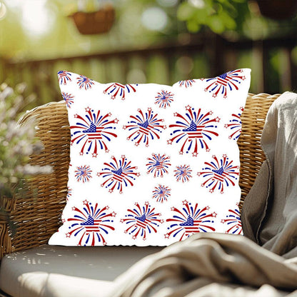 Star Red White and Blue Fireworks 4th of July Patriotic Indoor-Outdoor Pillow - Mallard Moon Gift Shop