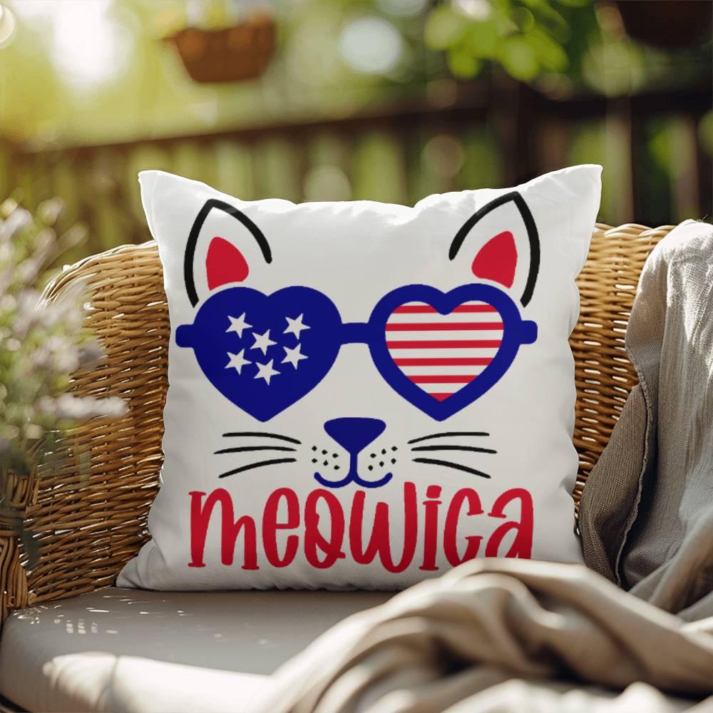 Mewoica Cat Patriotic Indoor-Outdoor Pillow - Mallard Moon Gift Shop