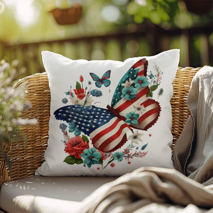 Butterfly Bouquet Patriotic Indoor-Outdoor Pillow - Mallard Moon Gift Shop