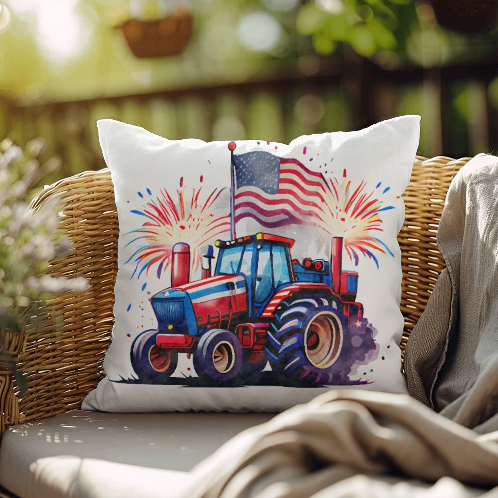 Tractor Fourth of July Parade Patriotic Indoor-Outdoor Pillow - Mallard Moon Gift Shop