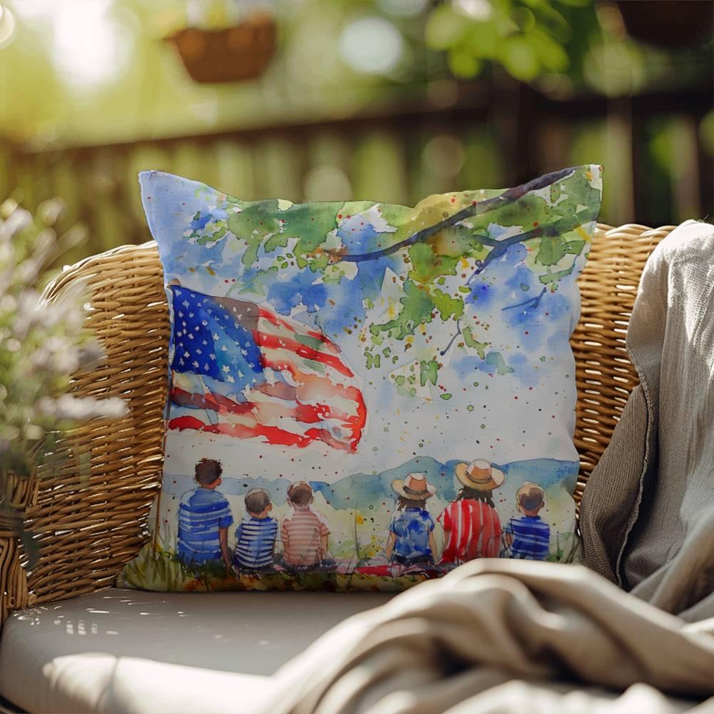 Patriotic Home Decor Waiting for Fireworks Fourth of July Indoor-Outdoor Pillow - Mallard Moon Gift Shop
