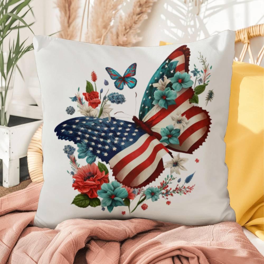 Butterfly Bouquet Patriotic Indoor-Outdoor Pillow - Mallard Moon Gift Shop