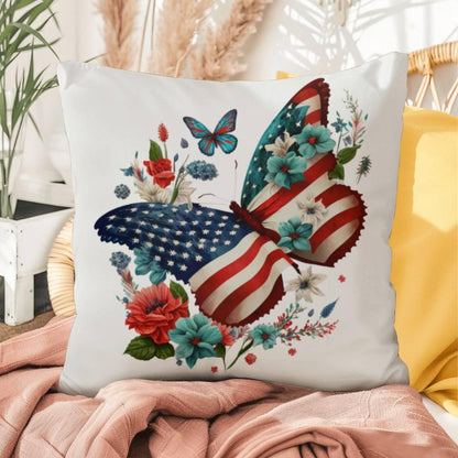 Butterfly Bouquet Patriotic Indoor-Outdoor Pillow - Mallard Moon Gift Shop