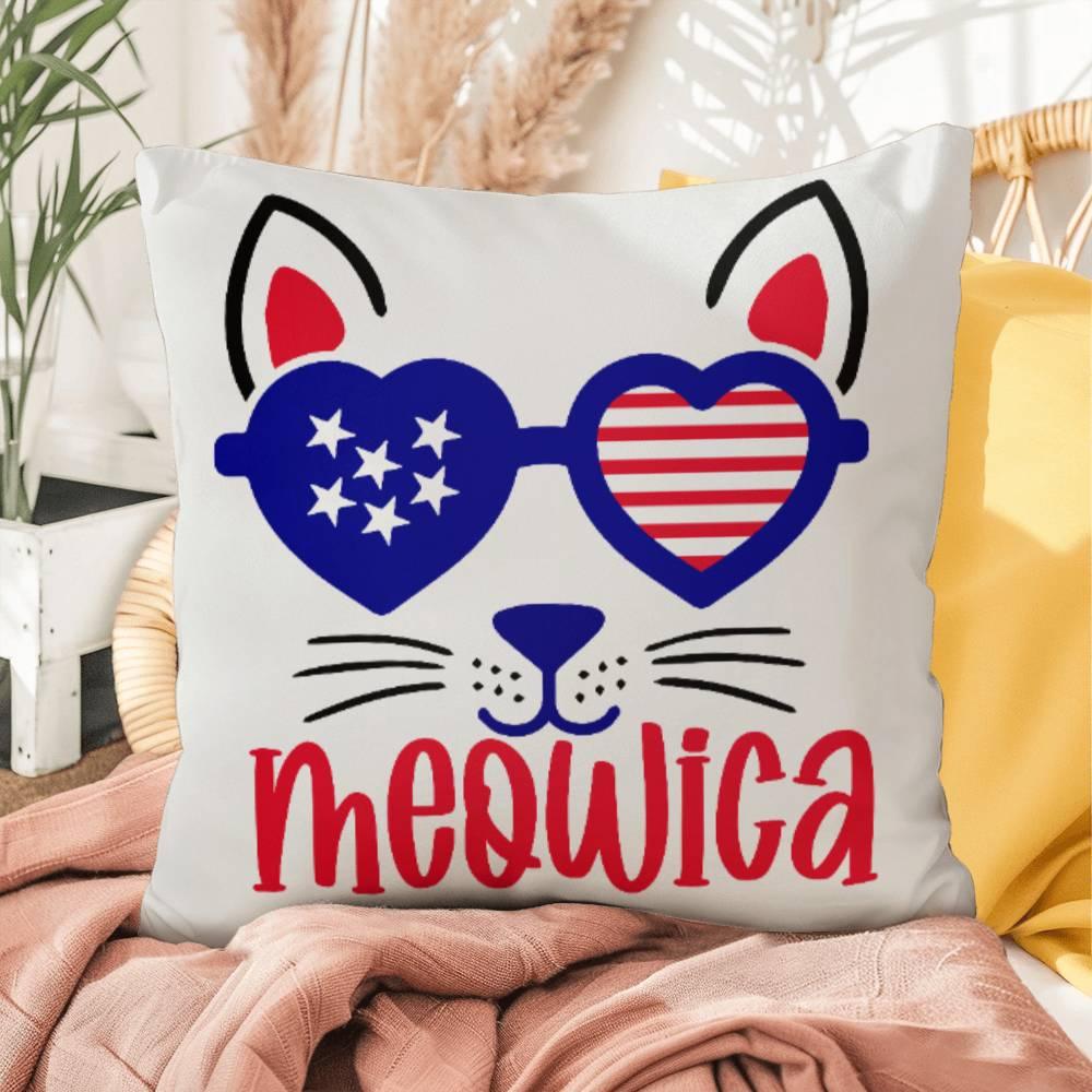 Mewoica Cat Patriotic Indoor-Outdoor Pillow - Mallard Moon Gift Shop