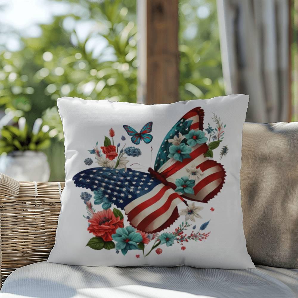 Butterfly Bouquet Patriotic Indoor-Outdoor Pillow - Mallard Moon Gift Shop