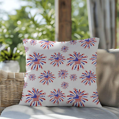 Star Red White and Blue Fireworks 4th of July Patriotic Indoor-Outdoor Pillow - Mallard Moon Gift Shop