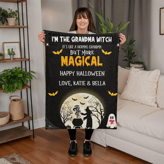 Halloween Personalized Mink Fleece Blanket - I'm the Grandma Witch But More Magical - Mallard Moon Gift Shop