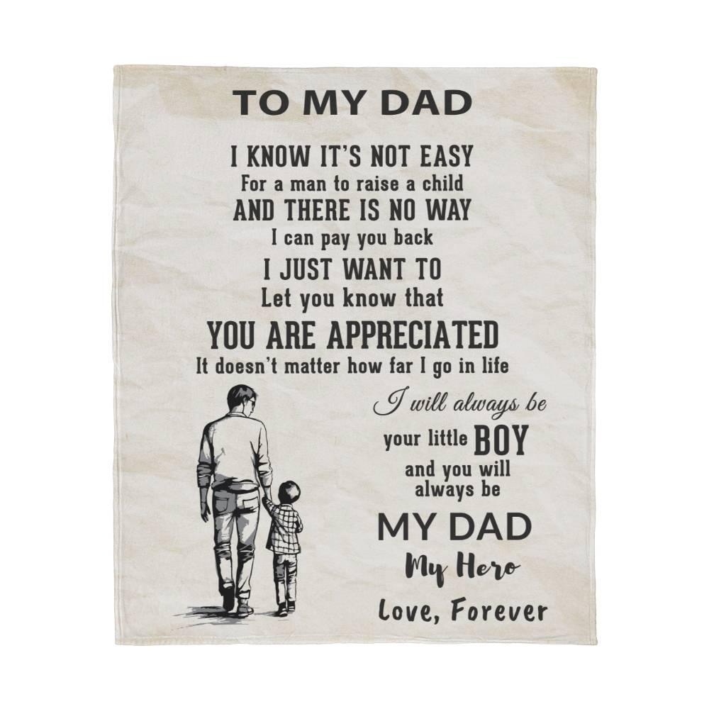 To My Dad -  I Will Always Be Your Little Boy Personalized Jersey Fleece Blanket - Mallard Moon Gift Shop