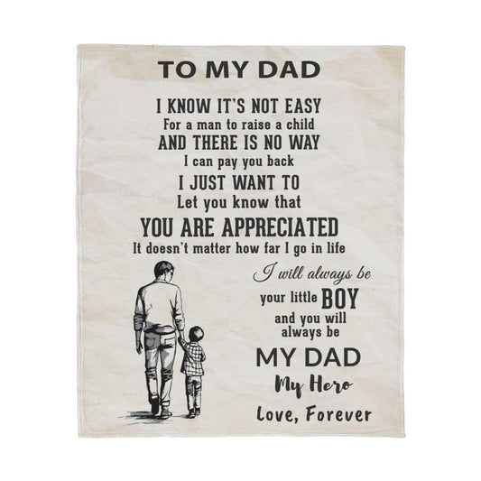 To My Dad -  I Will Always Be Your Little Boy Personalized Jersey Fleece Blanket - Mallard Moon Gift Shop