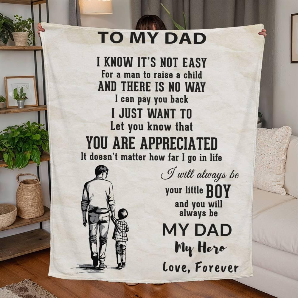To My Dad -  I Will Always Be Your Little Boy Personalized Jersey Fleece Blanket - Mallard Moon Gift Shop