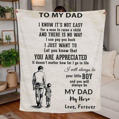 To My Dad -  I Will Always Be Your Little Boy Personalized Jersey Fleece Blanket - Mallard Moon Gift Shop