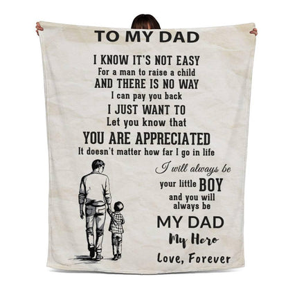 To My Dad -  I Will Always Be Your Little Boy Personalized Jersey Fleece Blanket - Mallard Moon Gift Shop