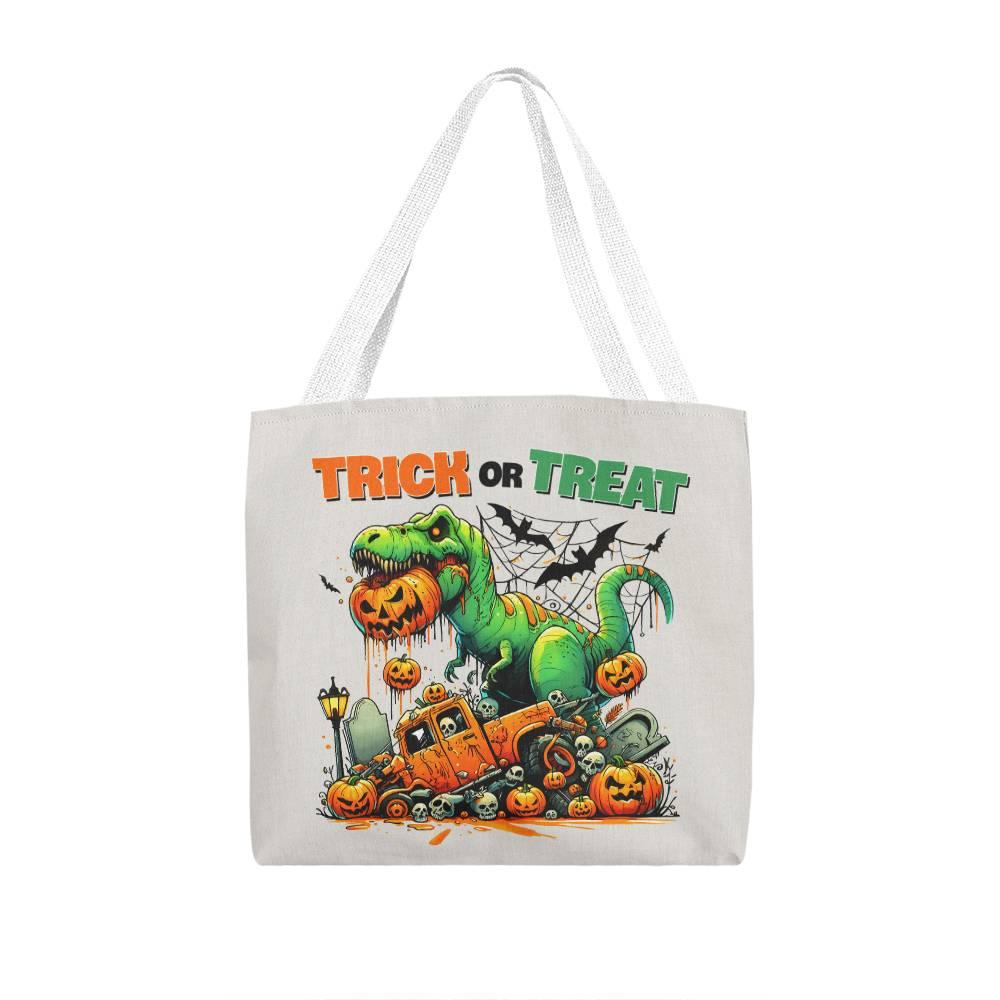 Halloween Dinosaur T-Rex Monster Trick or Treat Tote Bag - Mallard Moon Gift Shop