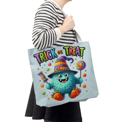 Trick or Treat Candy Monster Halloween Tote Bag - Mallard Moon Gift Shop
