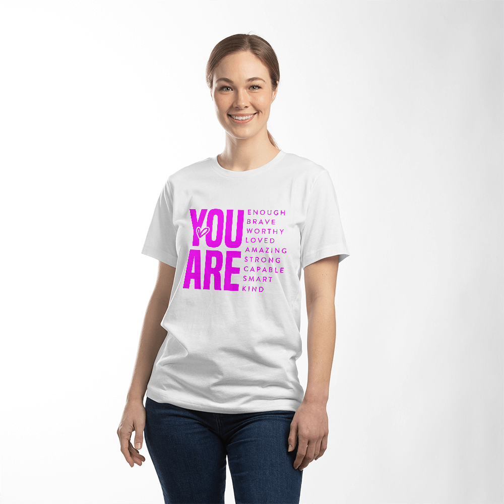 Inspirational Quote T-Shirt for Daughters,Women – You Are Enough, Brave & Loved – Motivational Unisex Tee - Mallard Moon Gift Shop