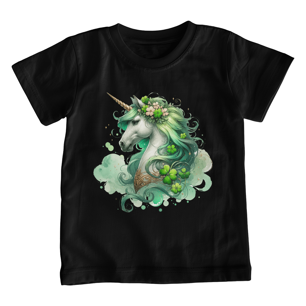 Youth St. Patrick's Day Unicorn T-Shirt – Girls Lucky Shamrock Tee – Soft Cotton Crew Neck Shirt – Irish Holiday Outfit - Mallard Moon Gift Shop