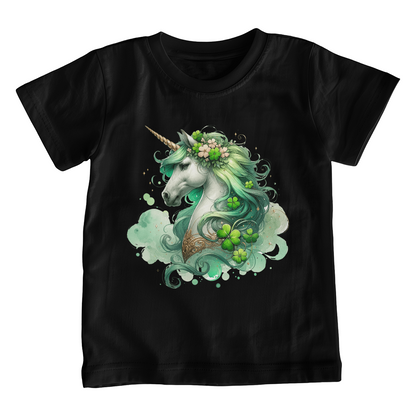 Youth St. Patrick's Day Unicorn T-Shirt – Girls Lucky Shamrock Tee – Soft Cotton Crew Neck Shirt – Irish Holiday Outfit - Mallard Moon Gift Shop