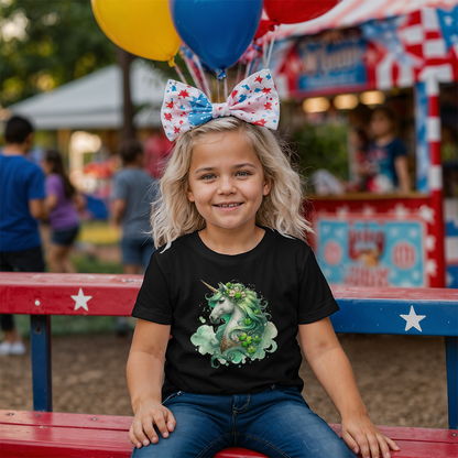 Youth St. Patrick's Day Unicorn T-Shirt – Girls Lucky Shamrock Tee – Soft Cotton Crew Neck Shirt – Irish Holiday Outfit - Mallard Moon Gift Shop