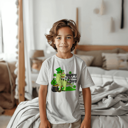 Kids St. Patrick's Day T-Shirt – Cute T-Rex Leprechaun Design – Boys & Girls Irish Holiday Shirt – Soft Cotton Crew Neck Tee - Mallard Moon Gift Shop