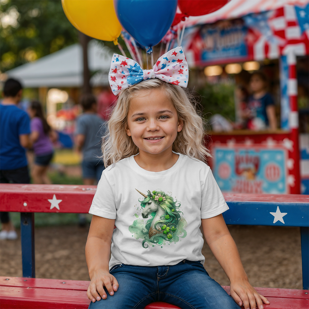 Youth St. Patrick's Day Unicorn T-Shirt – Girls Lucky Shamrock Tee – Soft Cotton Crew Neck Shirt – Irish Holiday Outfit - Mallard Moon Gift Shop