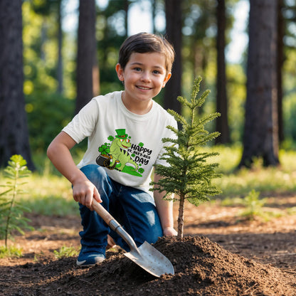 Kids St. Patrick's Day T-Shirt – Cute T-Rex Leprechaun Design – Boys & Girls Irish Holiday Shirt – Soft Cotton Crew Neck Tee - Mallard Moon Gift Shop