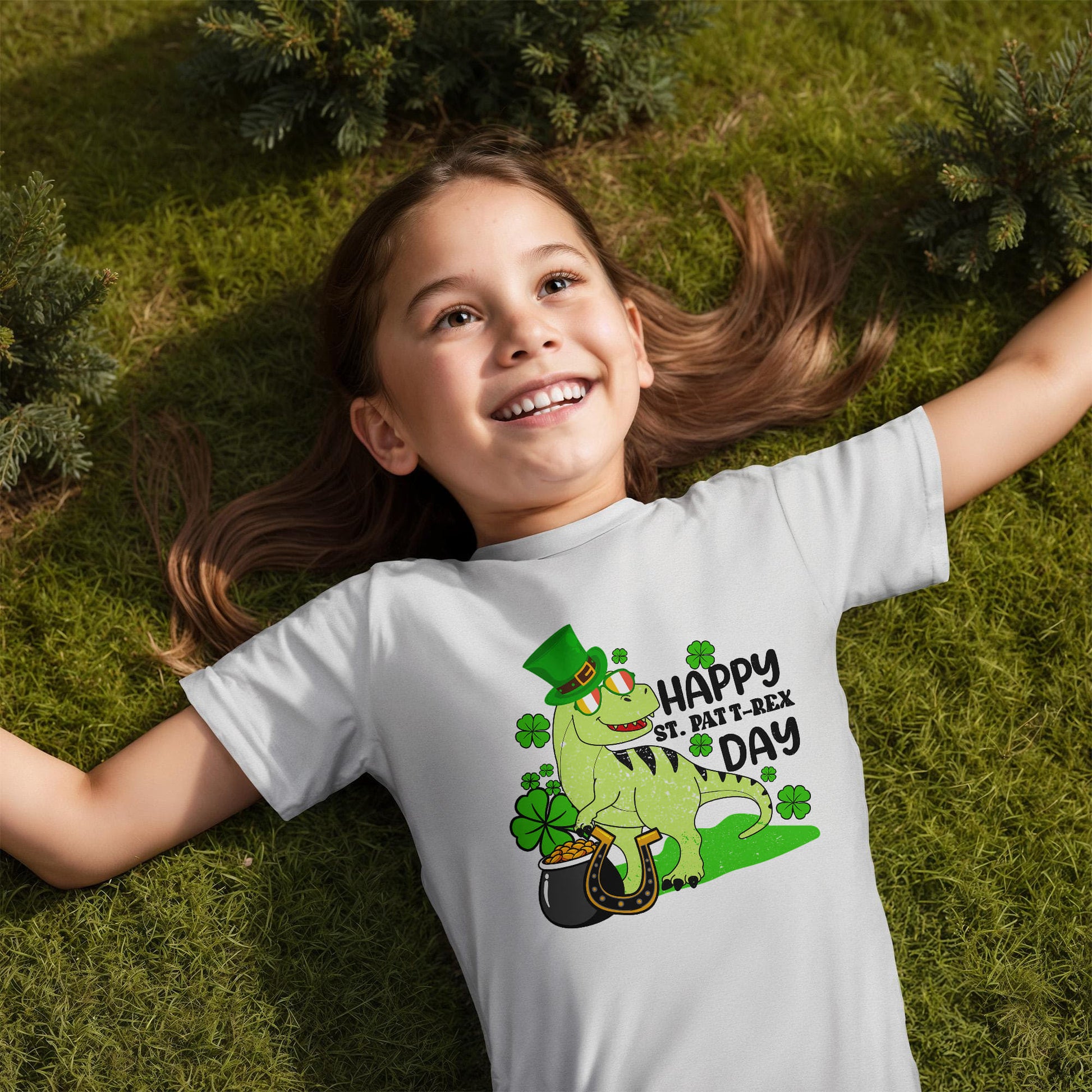 Kids St. Patrick's Day T-Shirt – Cute T-Rex Leprechaun Design – Boys & Girls Irish Holiday Shirt – Soft Cotton Crew Neck Tee - Mallard Moon Gift Shop