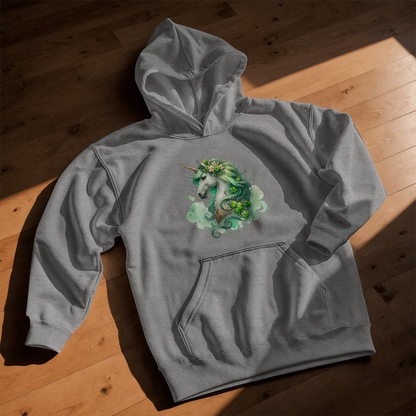 Youth Unicorn Pullover Hoodie – St. Patrick's Day Lucky Shamrock Sweatshirt – Soft Cotton Blend Fleece – Girls & Boys Cozy Hoodie - Mallard Moon Gift Shop